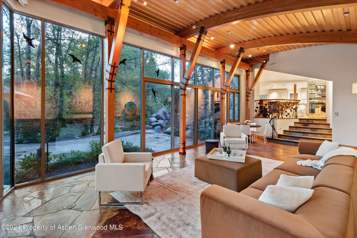 Interior, Living room, Recessed Lighting, Wooden Beams, Wooden Ceilings