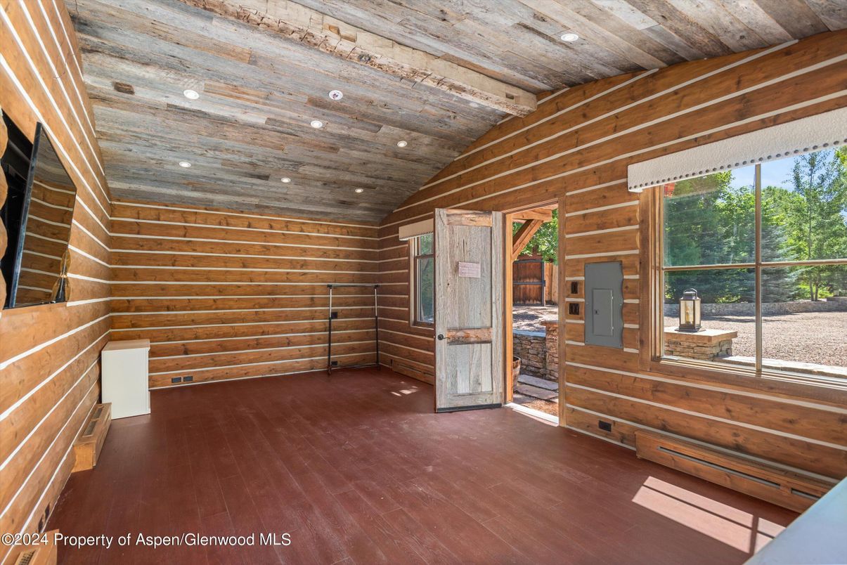 Empty room, Interior, Recessed Lighting, Wooden Beams, Wooden Ceilings, Wood Texture Flooring, Wooden Walls