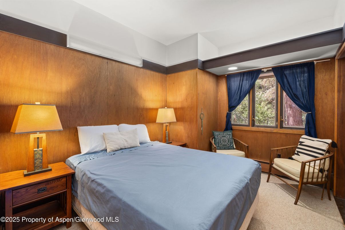 Bedroom, Interior, Recessed Lighting, Wooden Walls