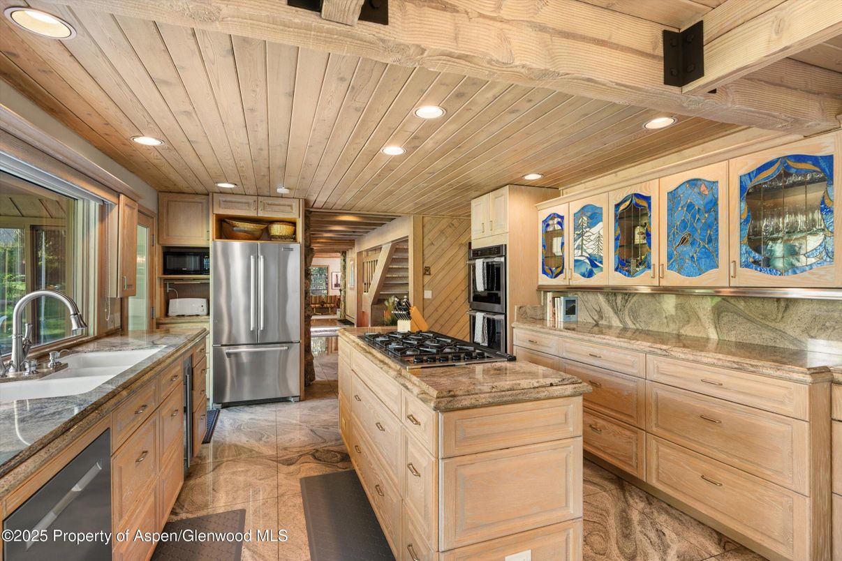 Interior, Kitchen, Recessed Lighting, Stainless Steel Appliances, Wooden Ceilings
