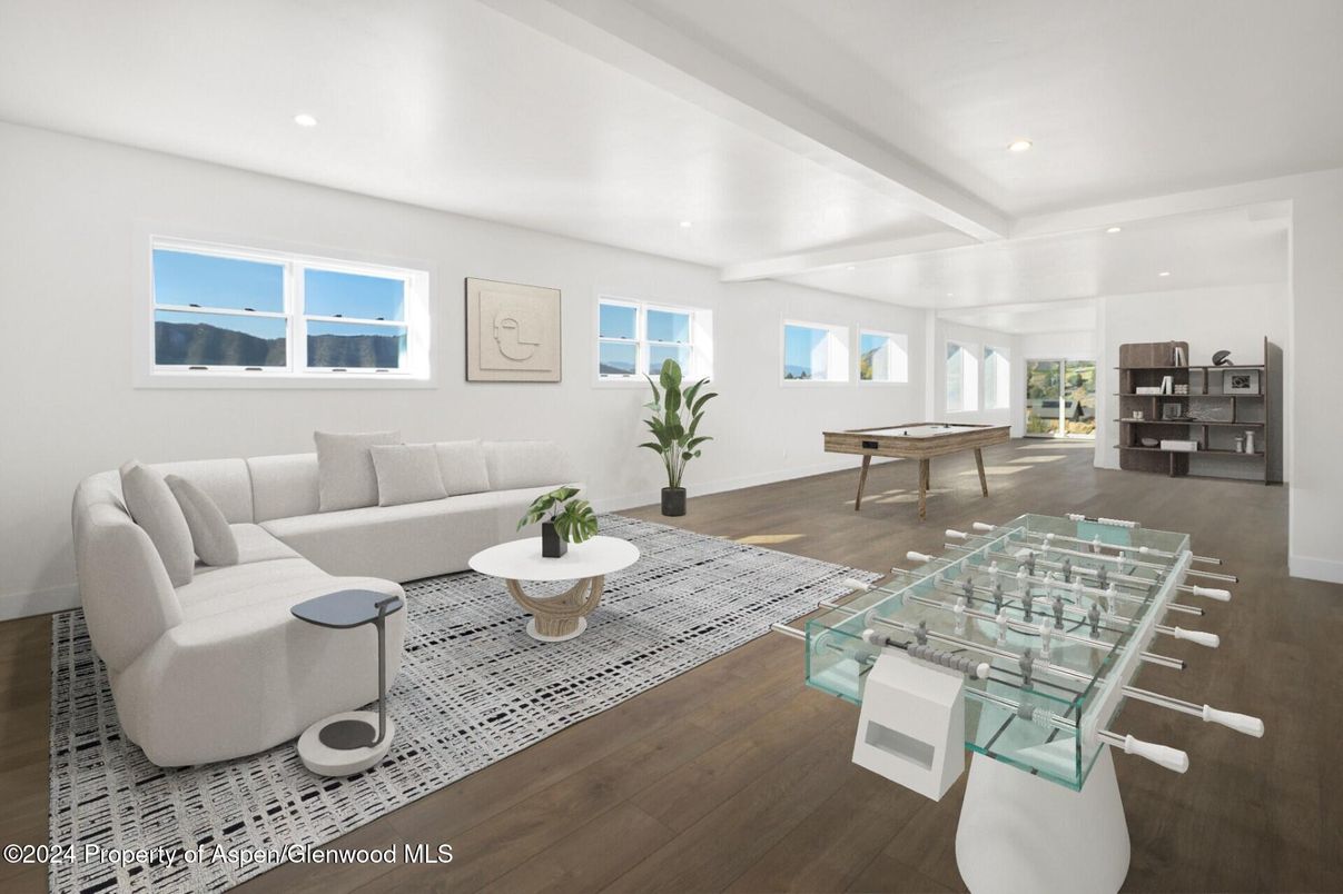 Billiard Table, Game Room, Interior, Living room, Recessed Lighting, Wood Texture Flooring