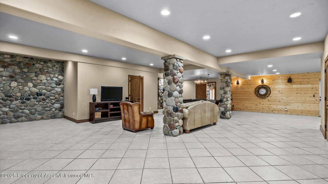 Interior, Recessed Lighting, Stone Walls, Wooden Walls