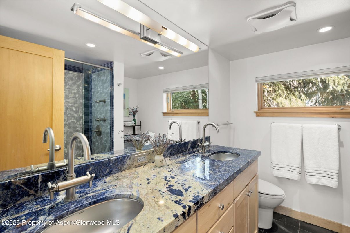 Bathroom, Dual Sink Vanities, Glass Shower, Interior, Recessed Lighting