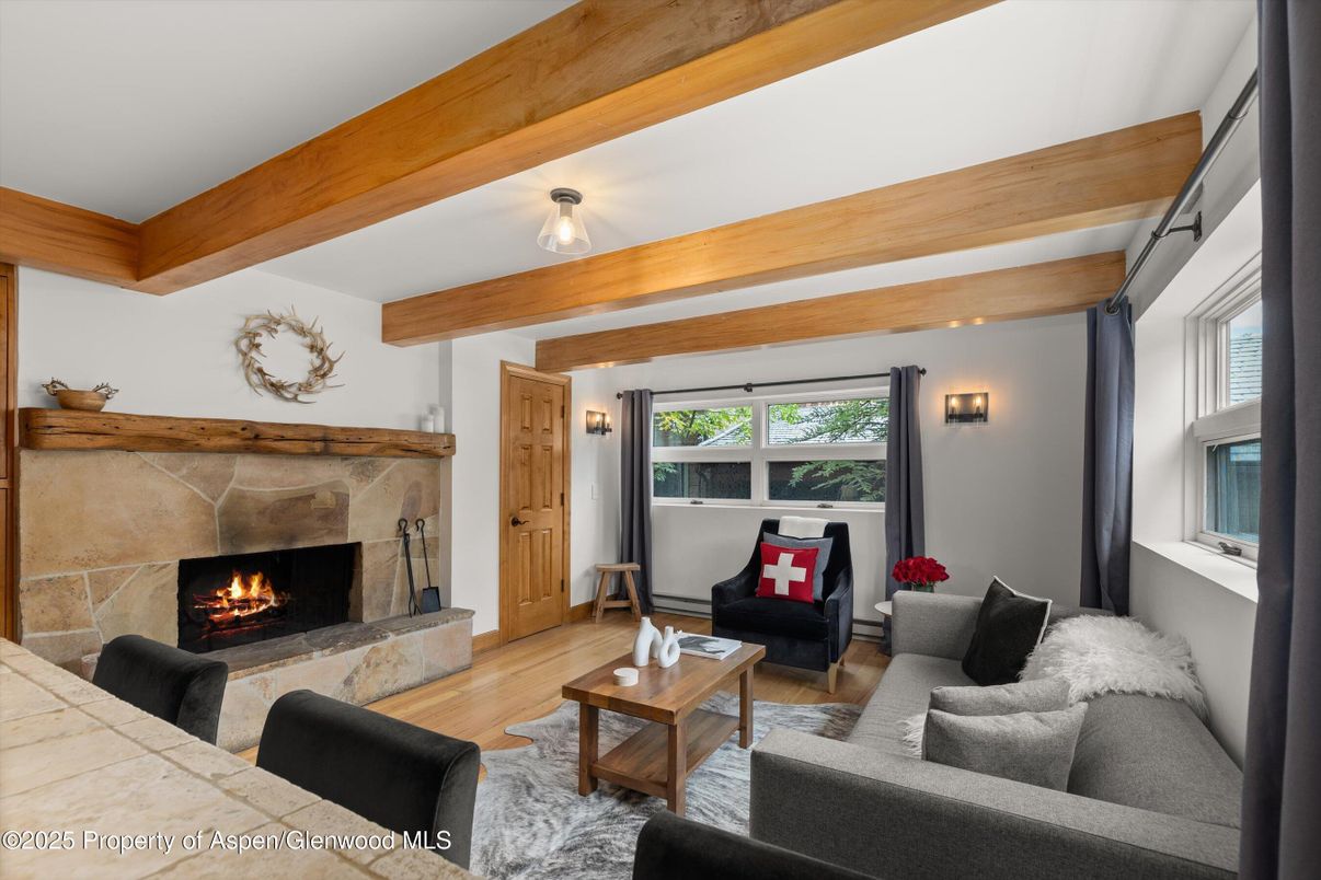 Fireplace, Interior, Living room, Wooden Beams, Wood Texture Flooring