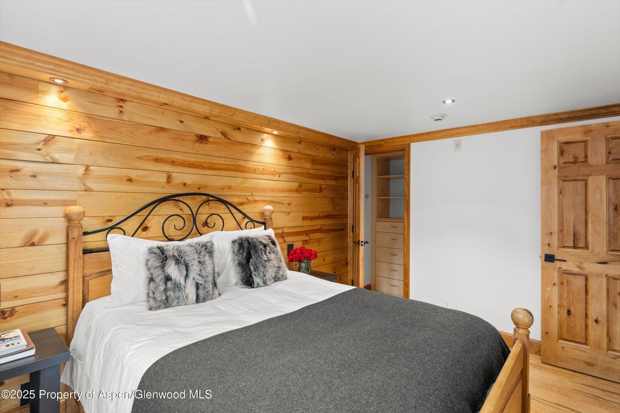 Bedroom, Interior, Recessed Lighting, Wooden Walls