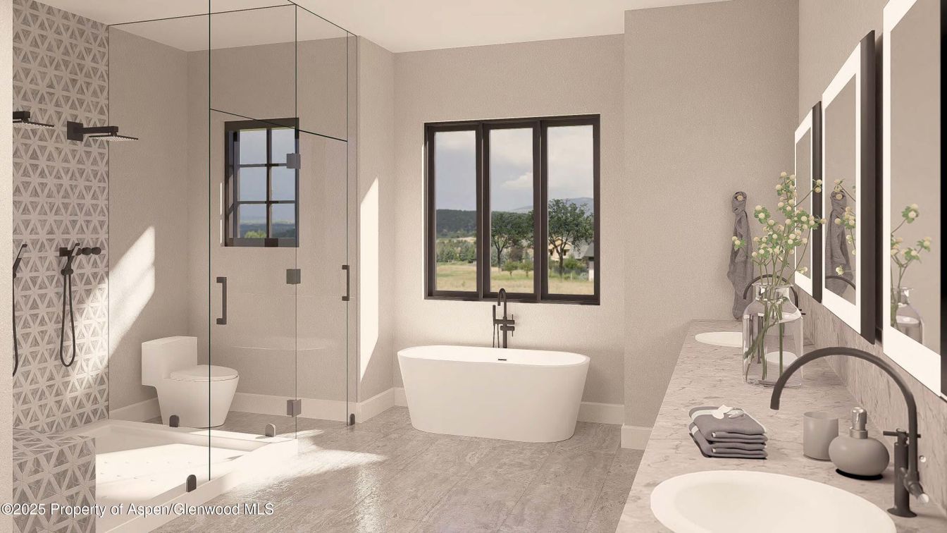 Bathroom, Dual Sink Vanities, Free Standing Baths, Glass Shower, Interior