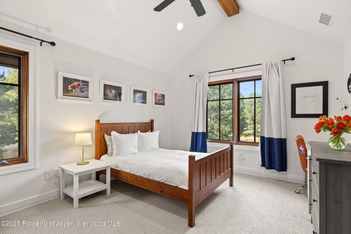 Bedroom, Home Office, Interior, Recessed Lighting, Wooden Beams
