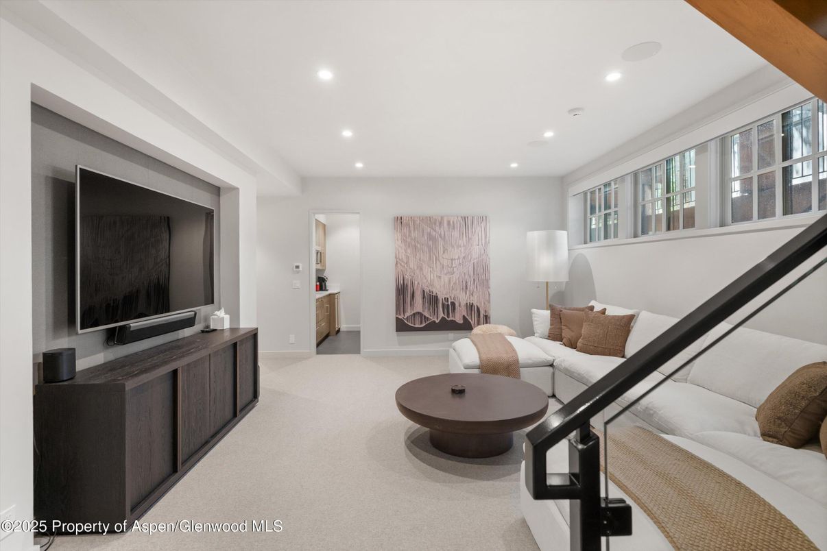Interior, Living room, Recessed Lighting, Wooden Beams