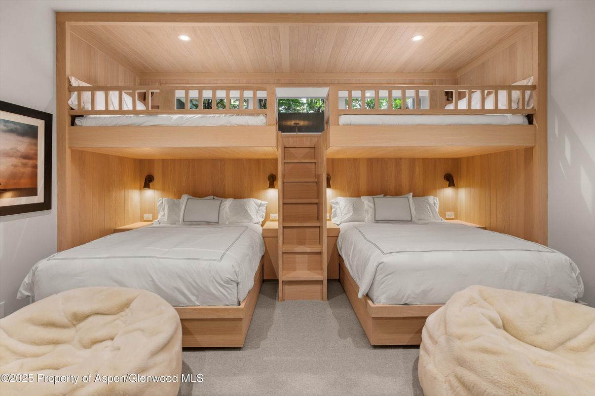 Bedroom, Interior, Recessed Lighting, Wooden Walls
