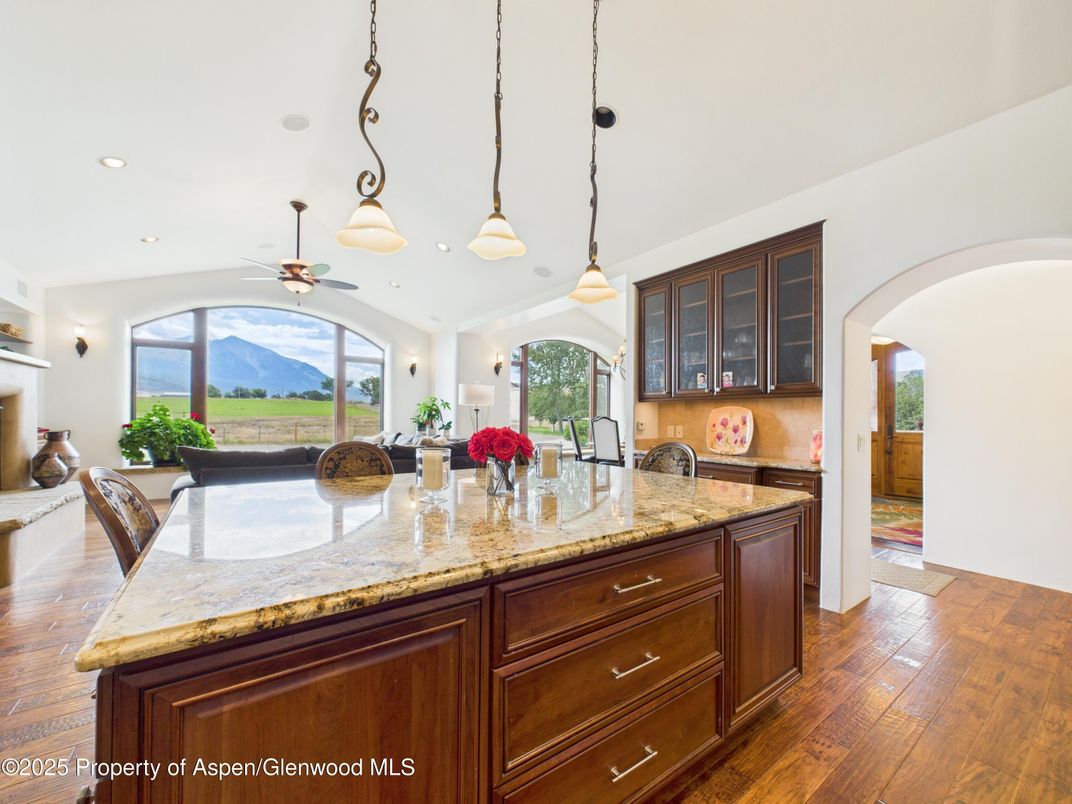 Interior, Kitchen, Pendant Lights, Recessed Lighting, Wood Texture Flooring