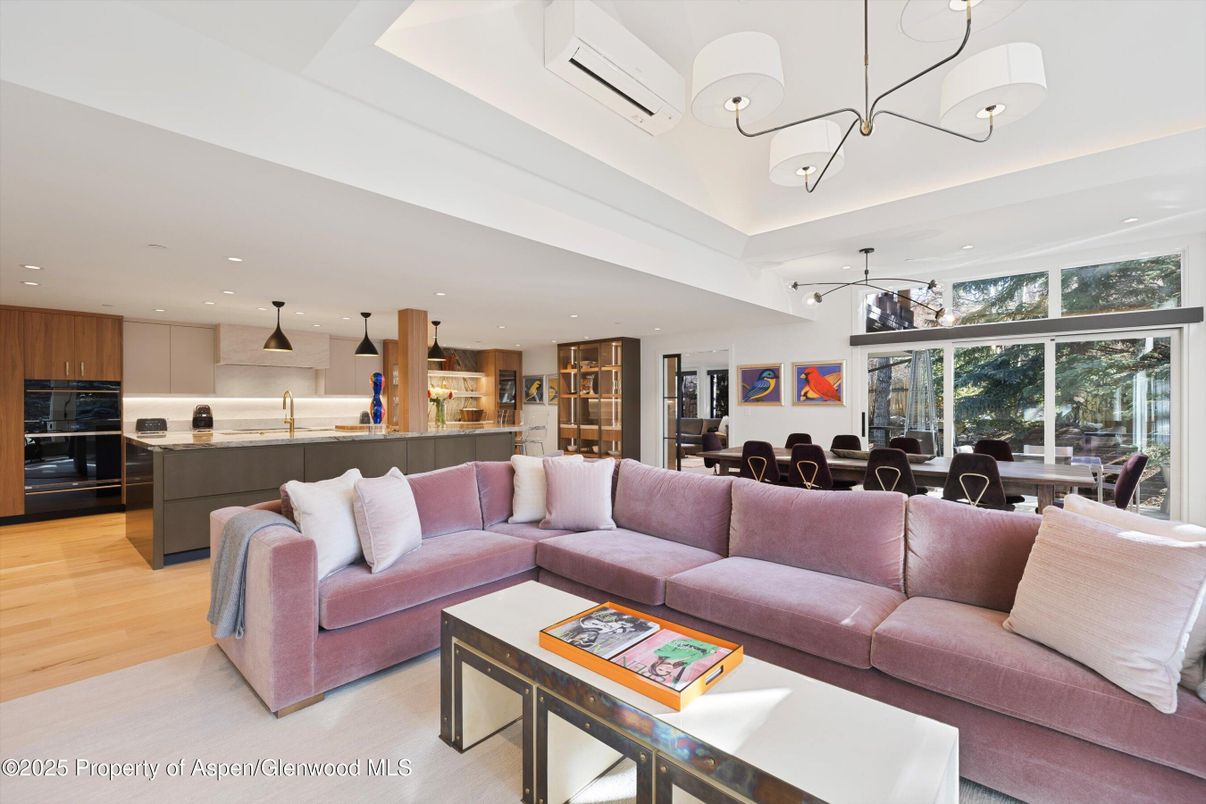 Dining room, Interior, Kitchen, Living room, Pendant Lights, Recessed Lighting, Wood Texture Flooring