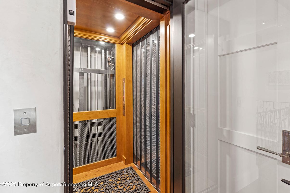 Elevator, Interior, Recessed Lighting, Wooden Walls