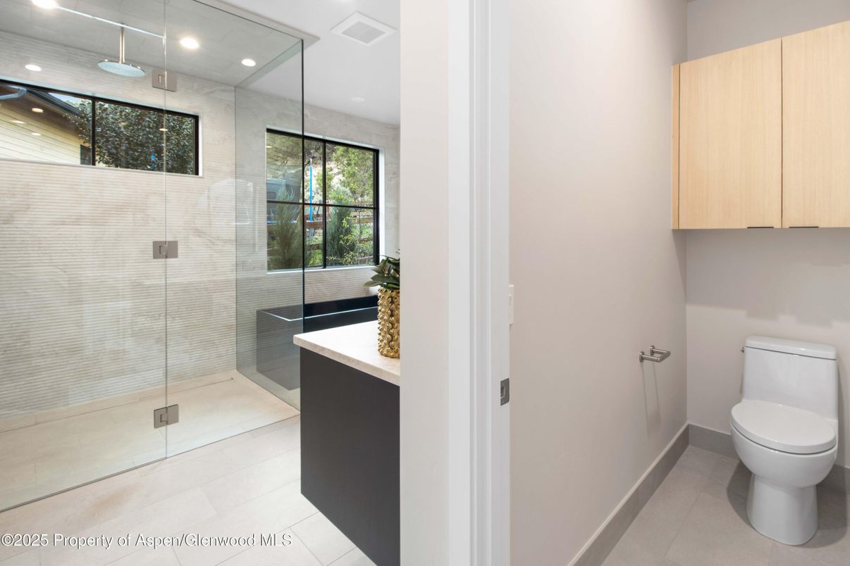 Bathroom, Glass Shower, Interior, Recessed Lighting