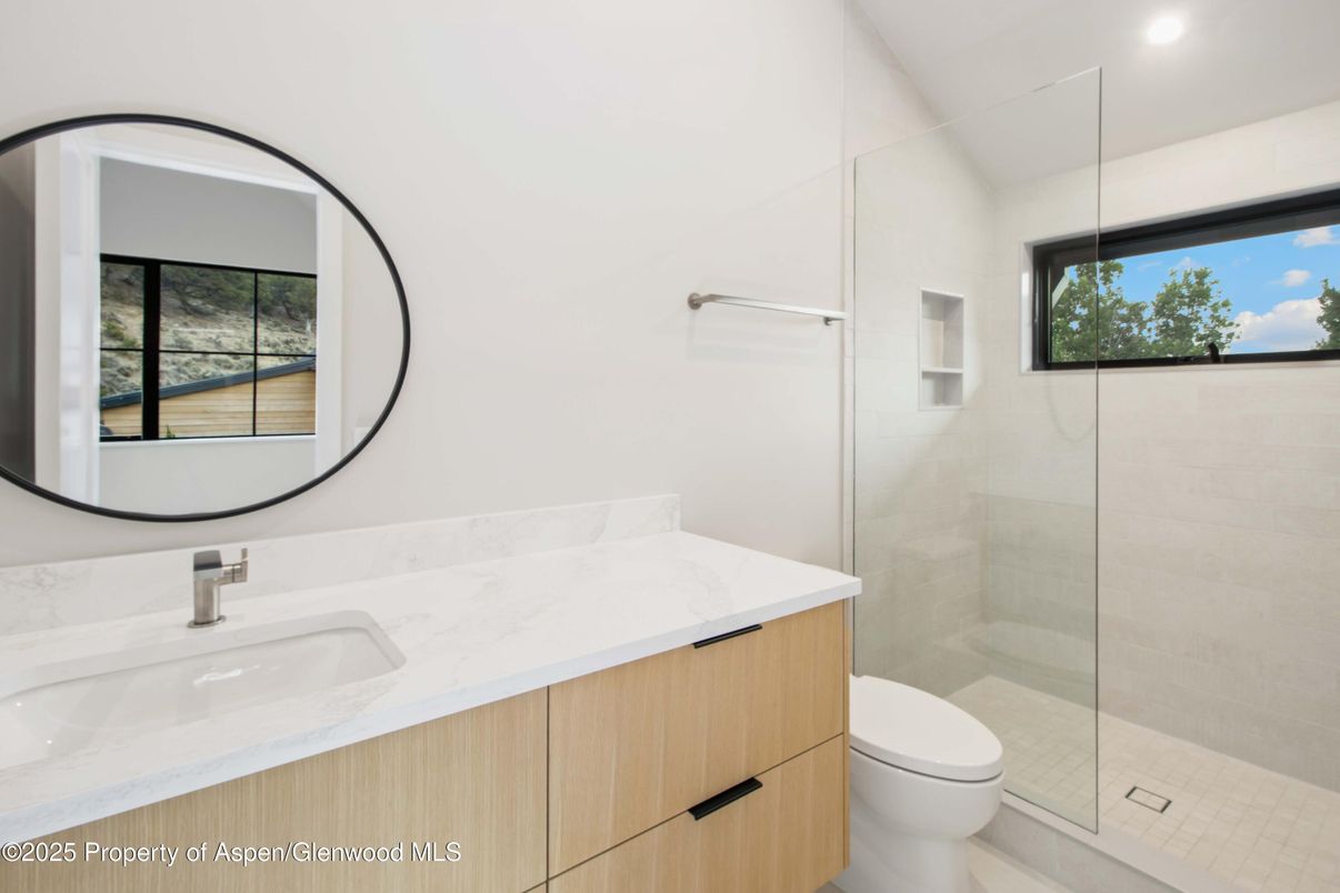 Bathroom, Glass Shower, Interior, Recessed Lighting