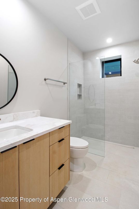 Bathroom, Glass Shower, Interior, Recessed Lighting