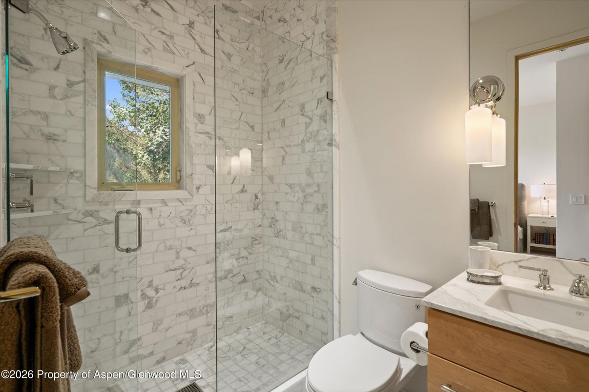 Bathroom, Glass Shower, Interior, Marble Walls