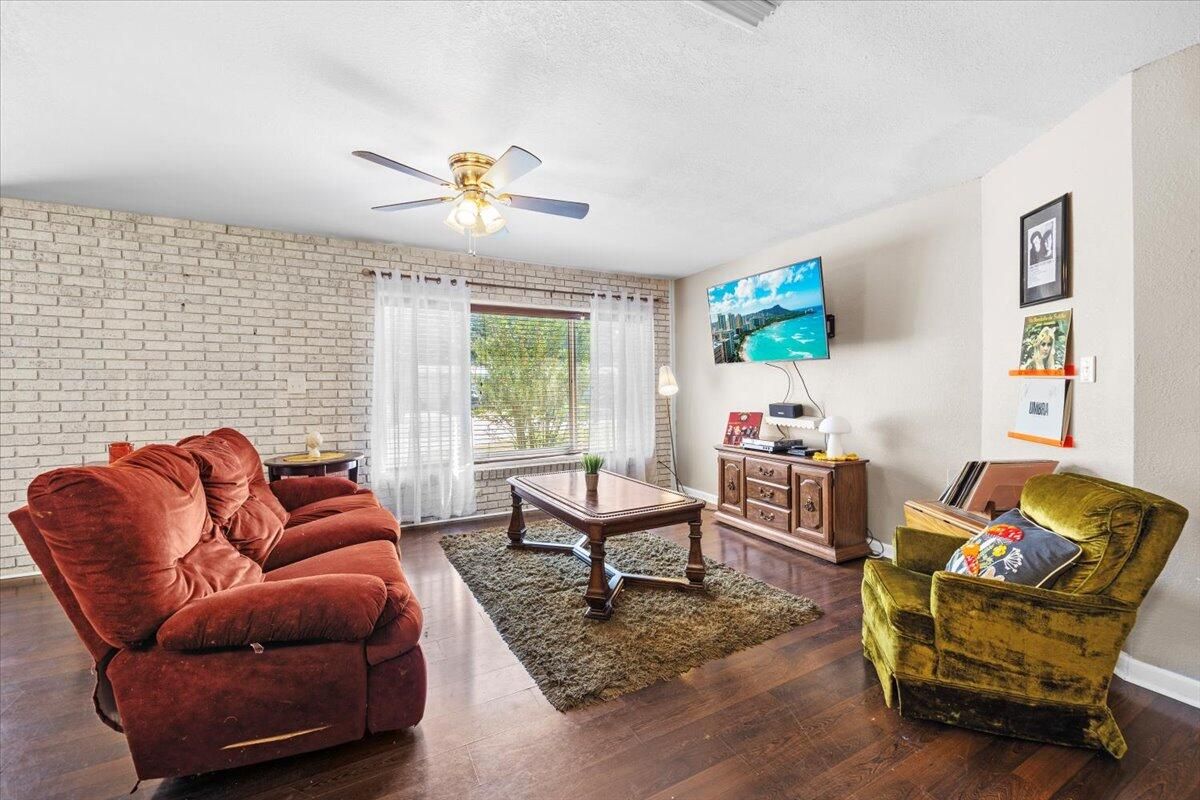Interior, Living room, Stone Walls, Wood Texture Flooring
