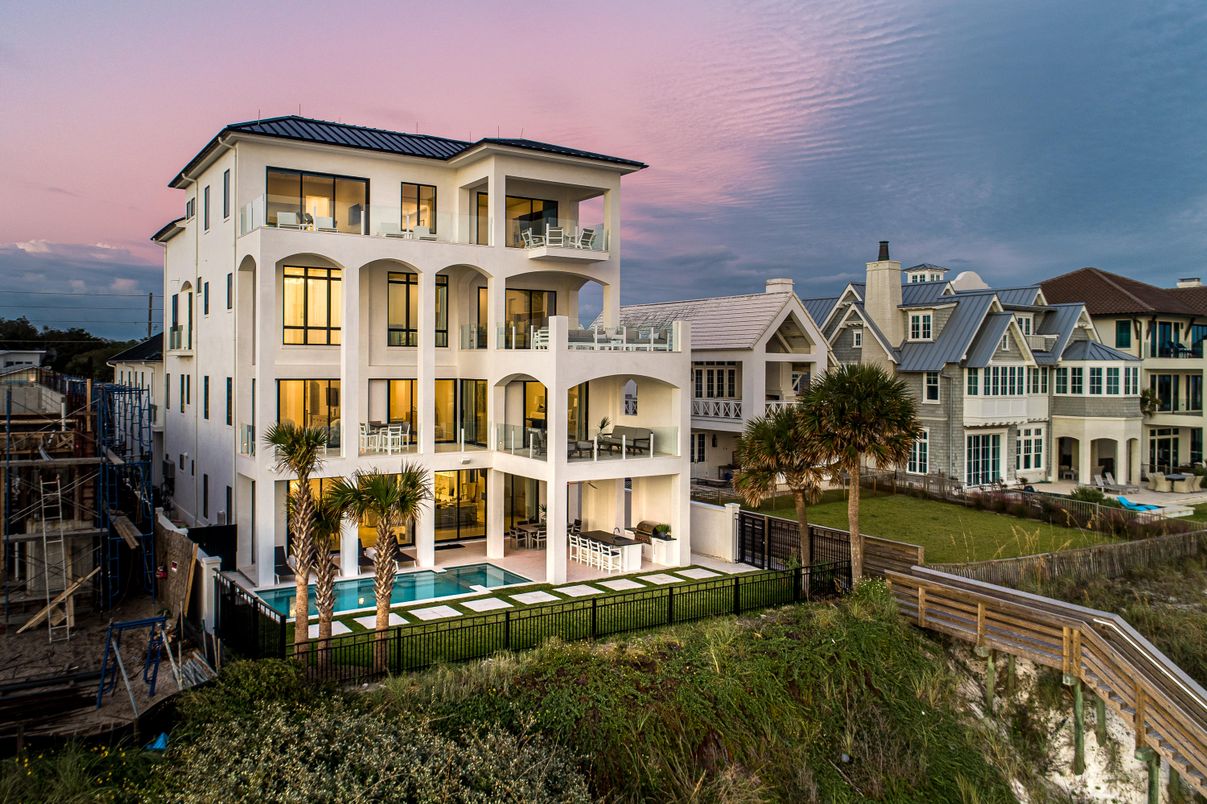 Backyard, Exterior, Facade, Pool, Mediterranean