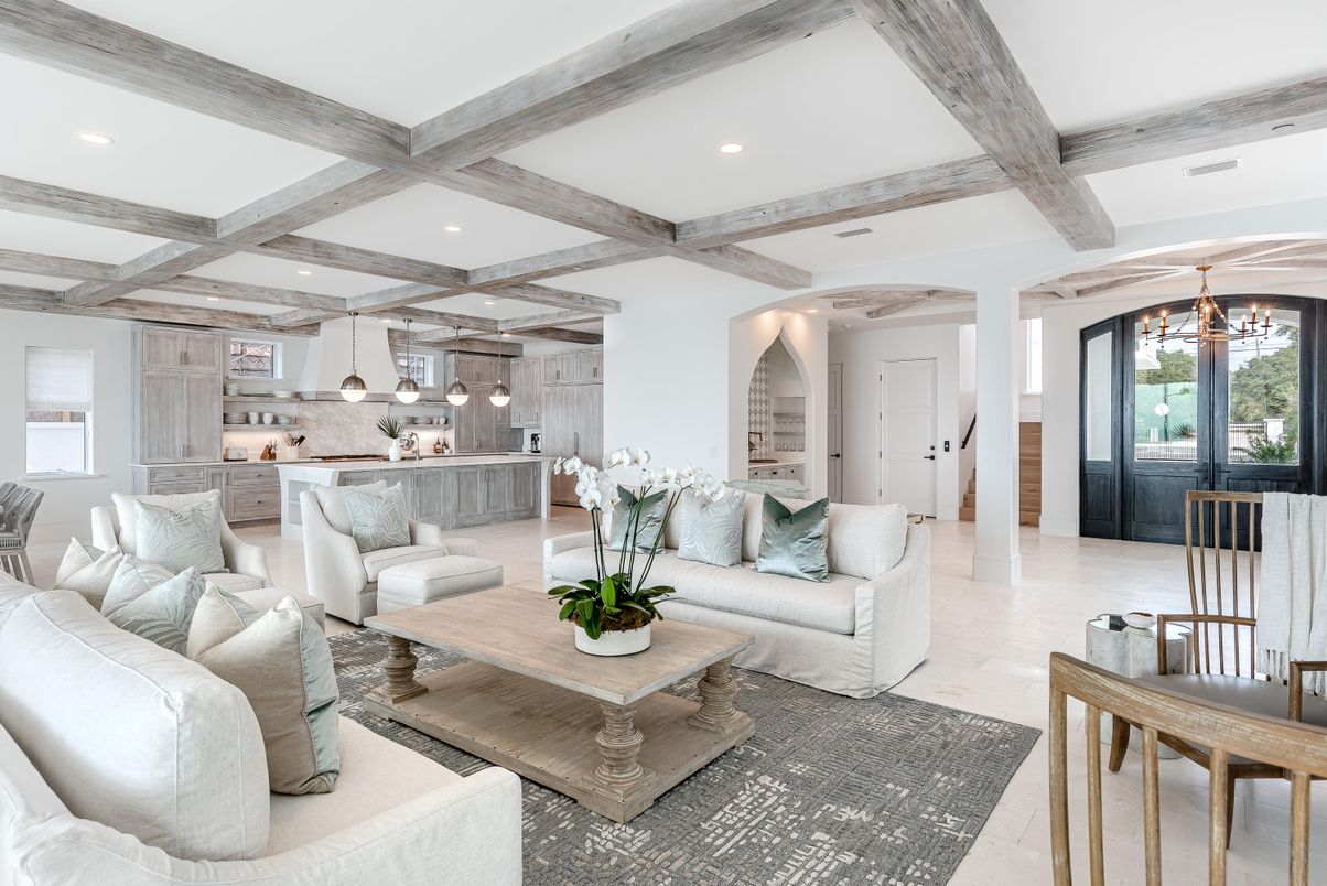 Interior, Kitchen, Living room, Pendant Lights, Recessed Lighting, Stainless Steel Appliances, Wooden Beams