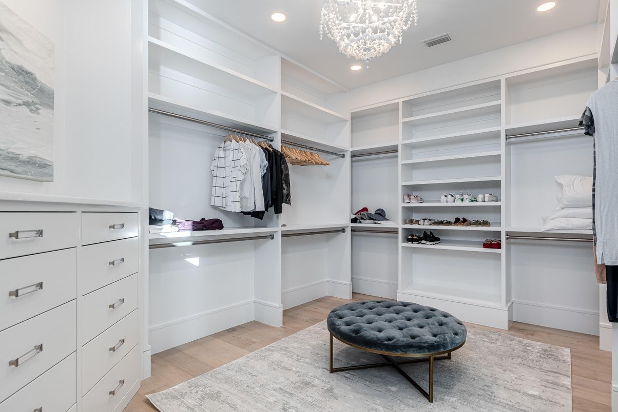 Chandelier, Interior, Recessed Lighting, Walk-in Closets, Wood Texture Flooring