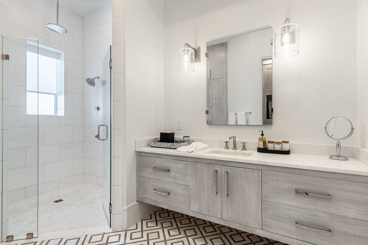 Bathroom, Dual Sink Vanities, Glass Shower, Interior