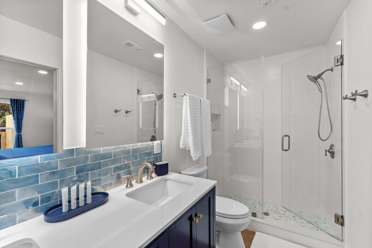 Bathroom, Glass Shower, Interior, Recessed Lighting