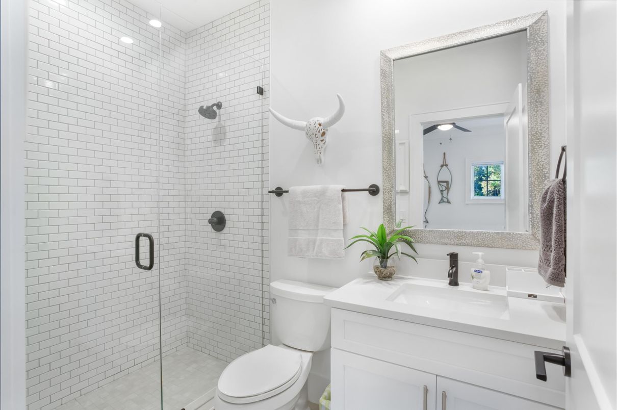 Bathroom, Glass Shower, Interior, Recessed Lighting