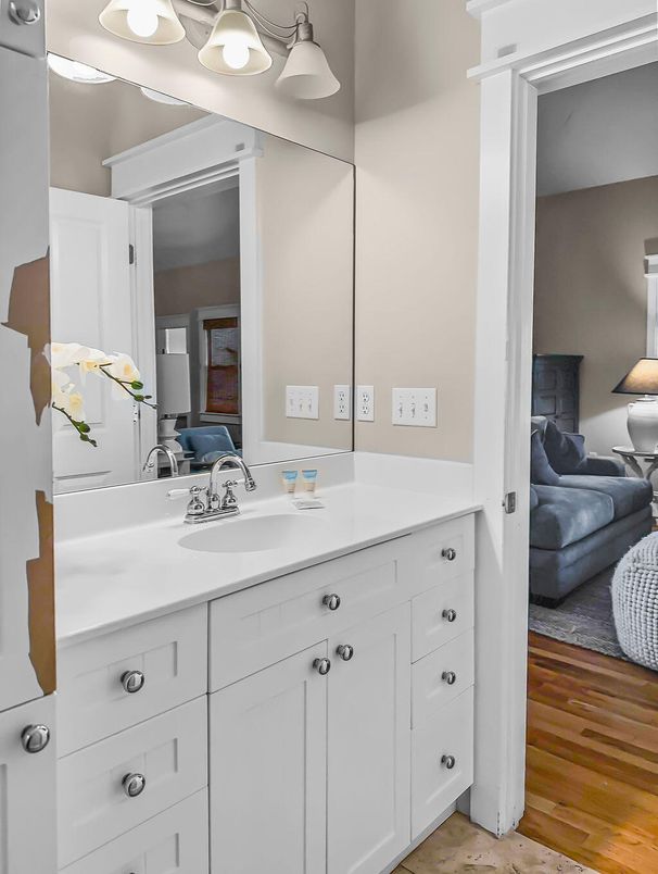 Bathroom, Dual Sink Vanities, Interior, Wood Texture Flooring