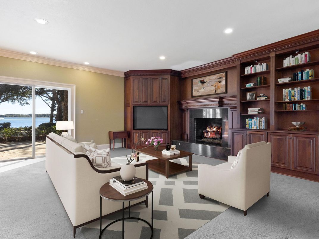 Fireplace, Interior, Living room, Recessed Lighting, Water