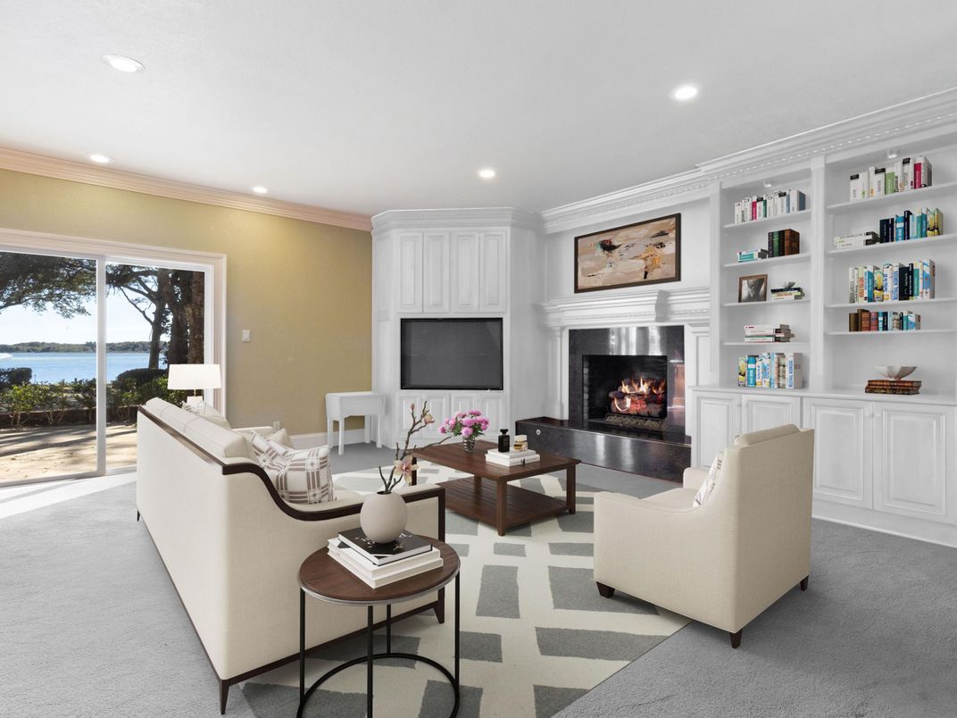 Fireplace, Interior, Living room, Recessed Lighting, Water
