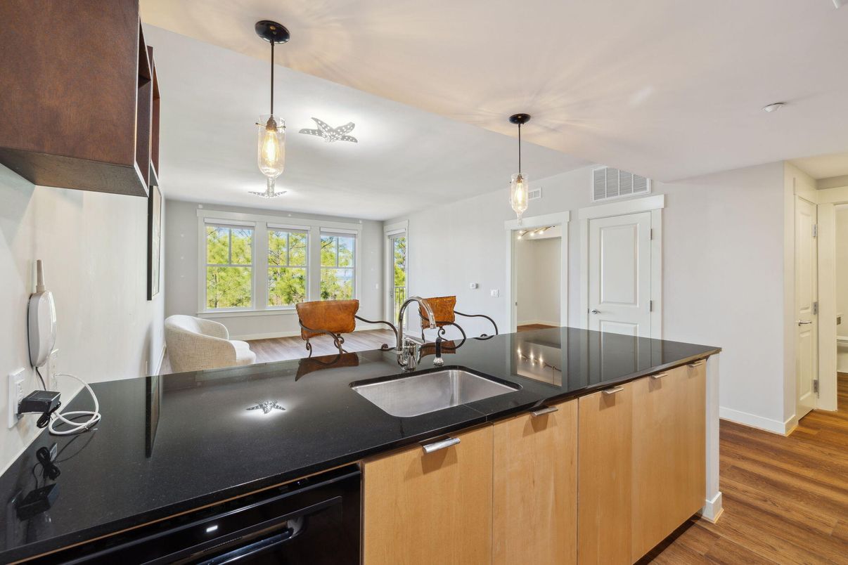 Interior, Kitchen, Pendant Lights, Wood Texture Flooring