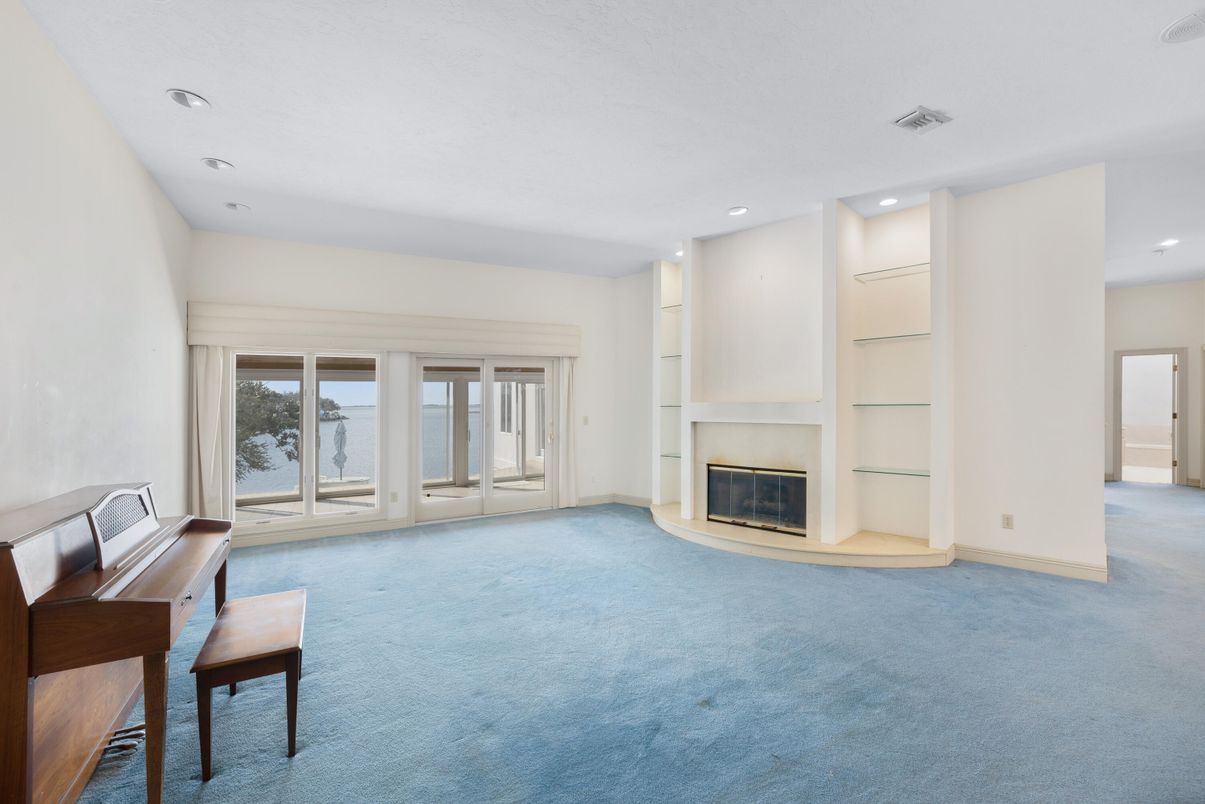 Empty room, Fireplace, Interior, Piano, Recessed Lighting