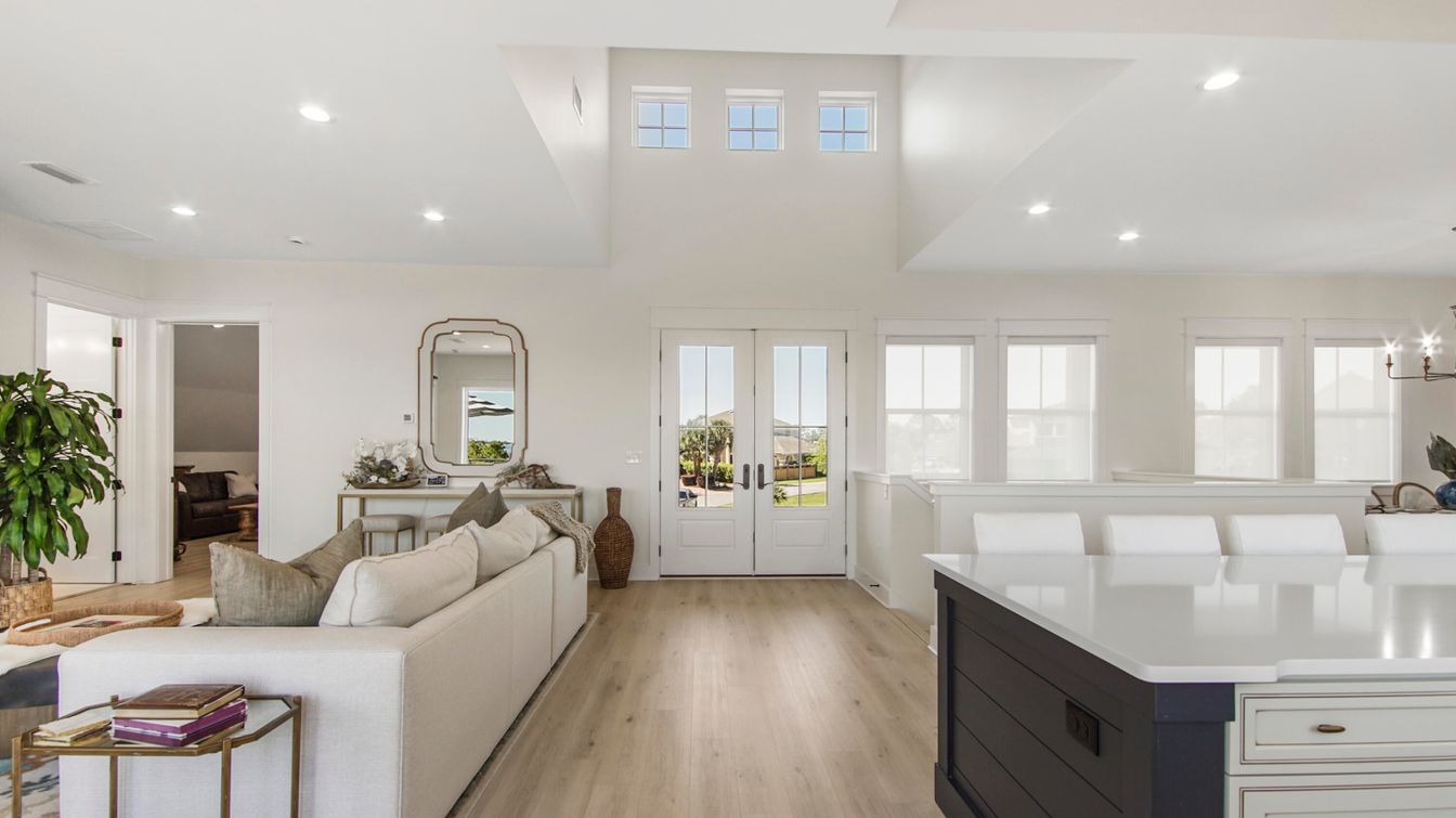 Interior, Living room, Recessed Lighting, Wood Texture Flooring