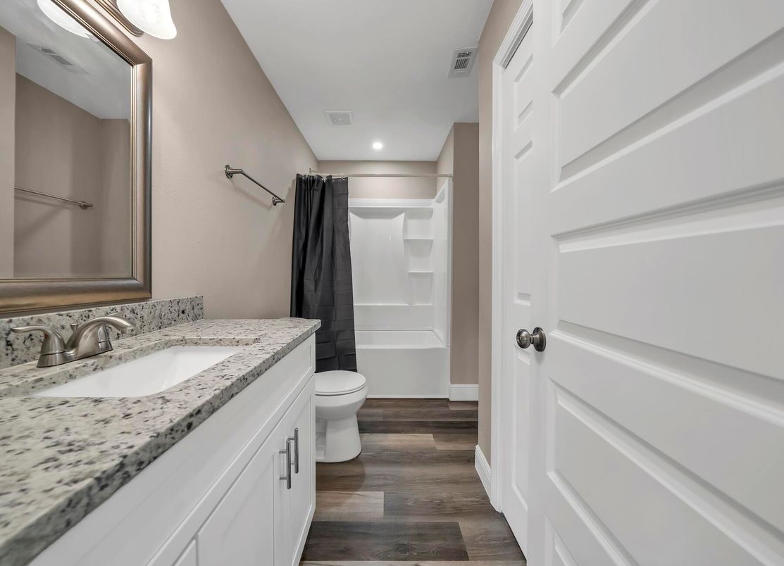 Bathroom, Interior, Recessed Lighting, Wood Texture Flooring