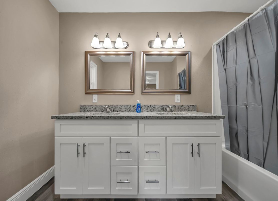 Bathroom, Dual Sink Vanities, Interior, Wood Texture Flooring