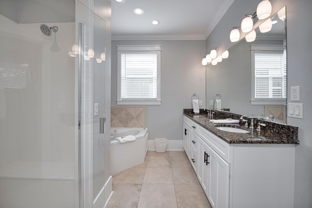 Bathroom, Dual Sink Vanities, Free Standing Baths, Interior, Recessed Lighting