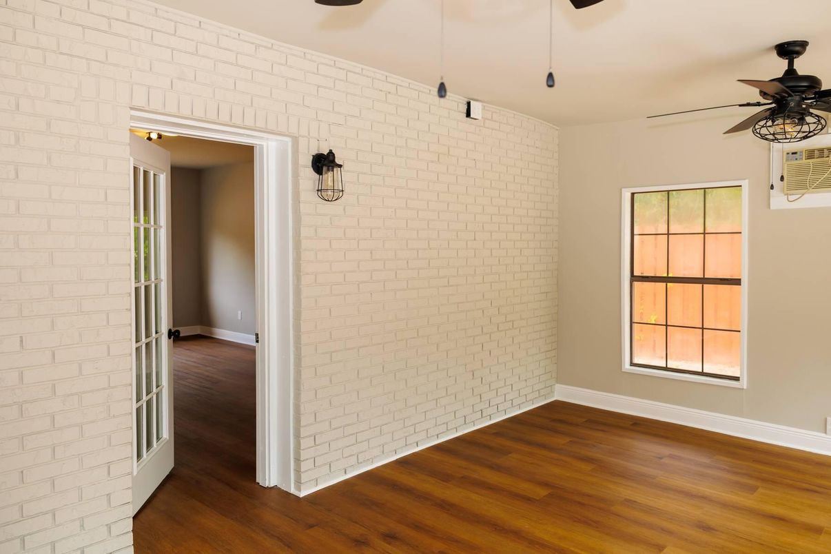 Empty room, Interior, Stone Walls, Wood Texture Flooring