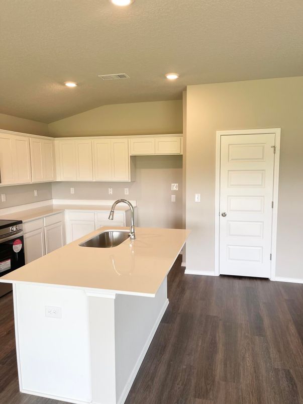 Interior, Kitchen, Recessed Lighting, Wood Texture Flooring