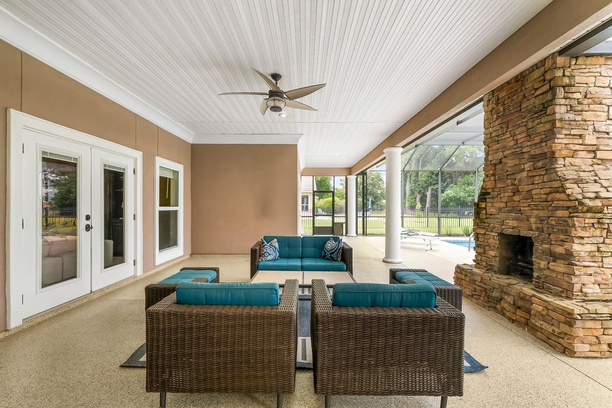 Fireplace, Interior, Living room, Stone Walls, Sun Room