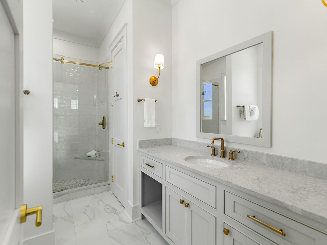 Bathroom, Glass Shower, Interior, Marble