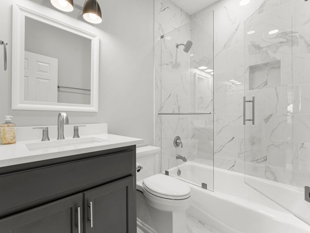 Bathroom, Glass Shower, Interior, Marble Walls