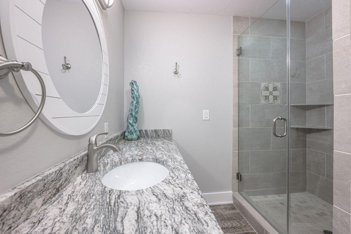 Bathroom, Glass Shower, Interior, Marble