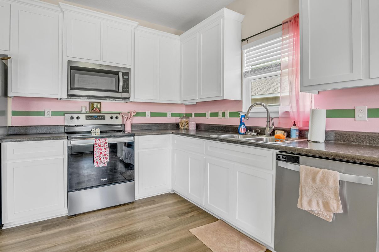 Interior, Kitchen, Stainless Steel Appliances, Wood Texture Flooring