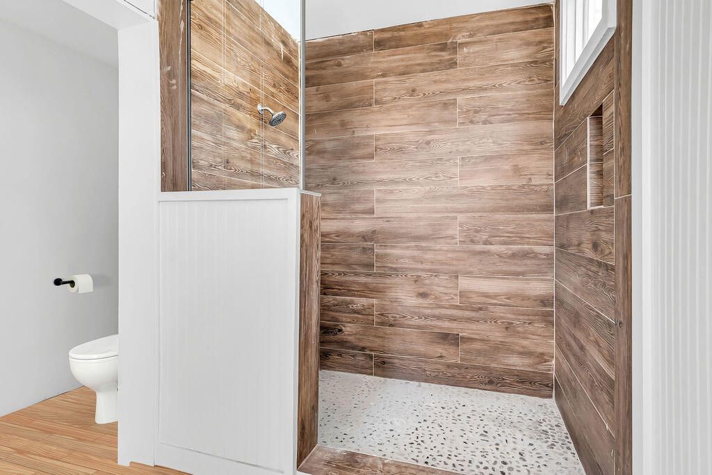 Bathroom, Interior, Wood Texture Flooring, Wooden Walls