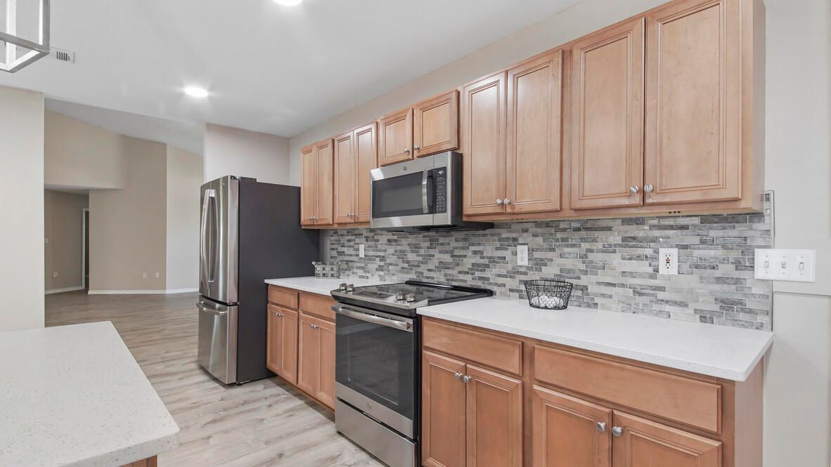 Interior, Kitchen, Recessed Lighting, Wood Texture Flooring