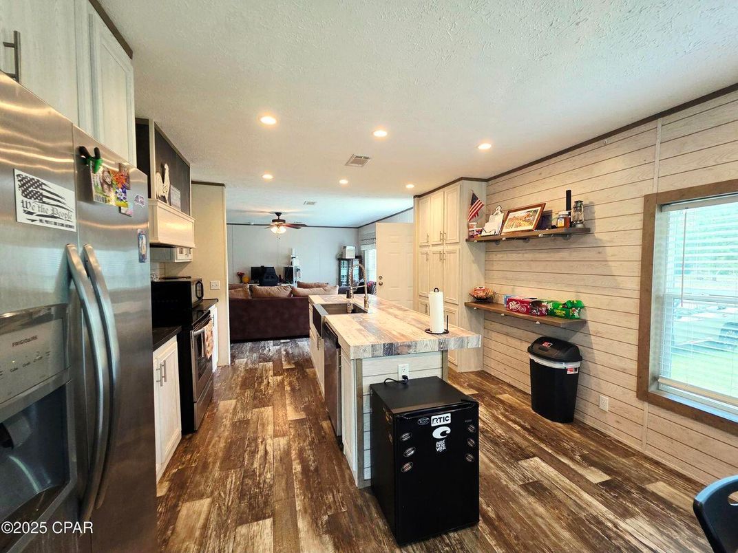 Interior, Kitchen, Recessed Lighting, Wood Texture Flooring