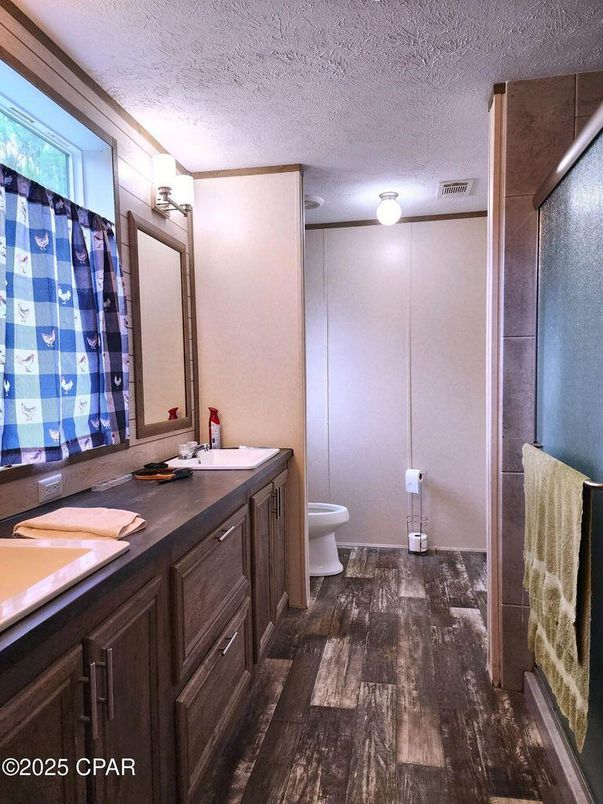Bathroom, Dual Sink Vanities, Interior, Wood Texture Flooring