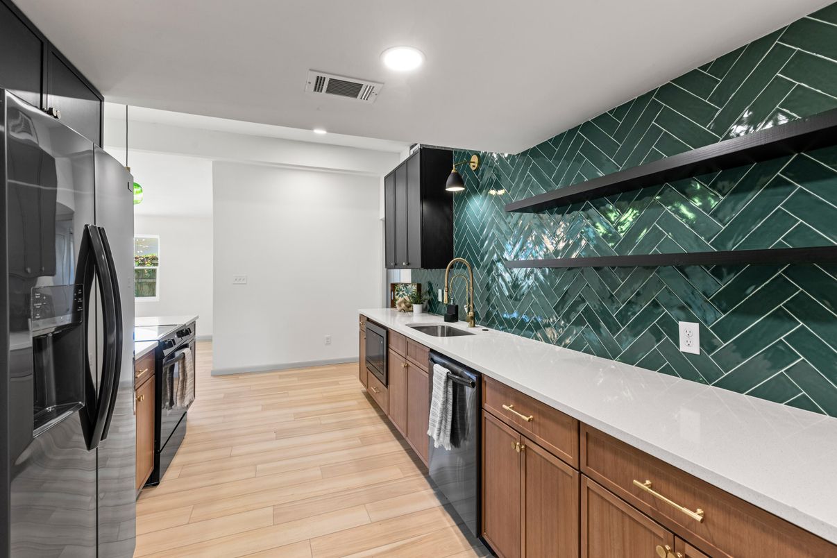 Interior, Kitchen, Recessed Lighting, Wood Texture Flooring