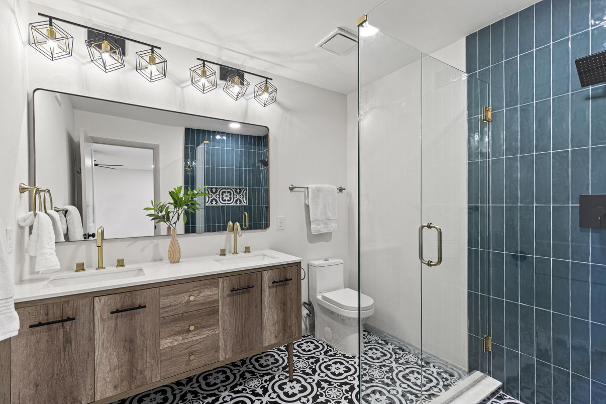 Bathroom, Dual Sink Vanities, Glass Shower, Interior