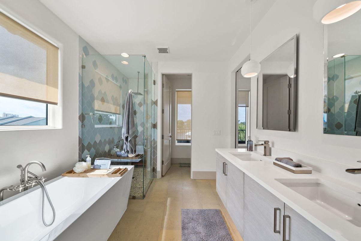 Bathroom, Dual Sink Vanities, Glass Shower, Interior, Recessed Lighting